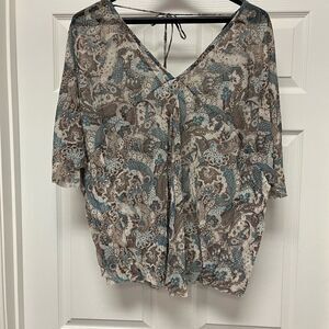 Water Water Everywhere Teal & Brown Mesh Nylon Swim Coverup O/S